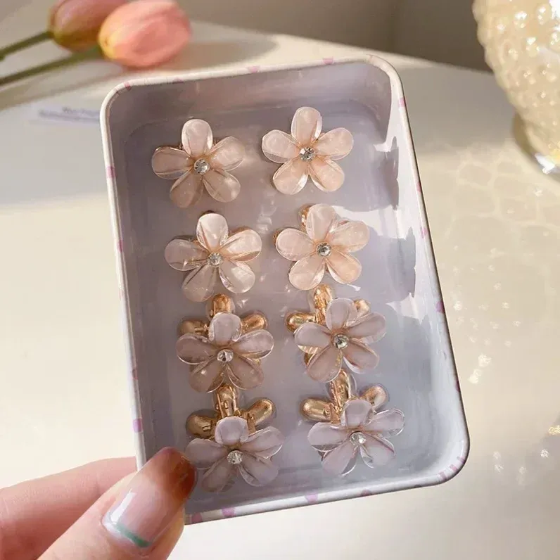 Mini pince à cheveux griffe fleur mignonne, 1/10 pièces, couleurs opale pour femmes et filles, petite barrette douce et colorée 7
