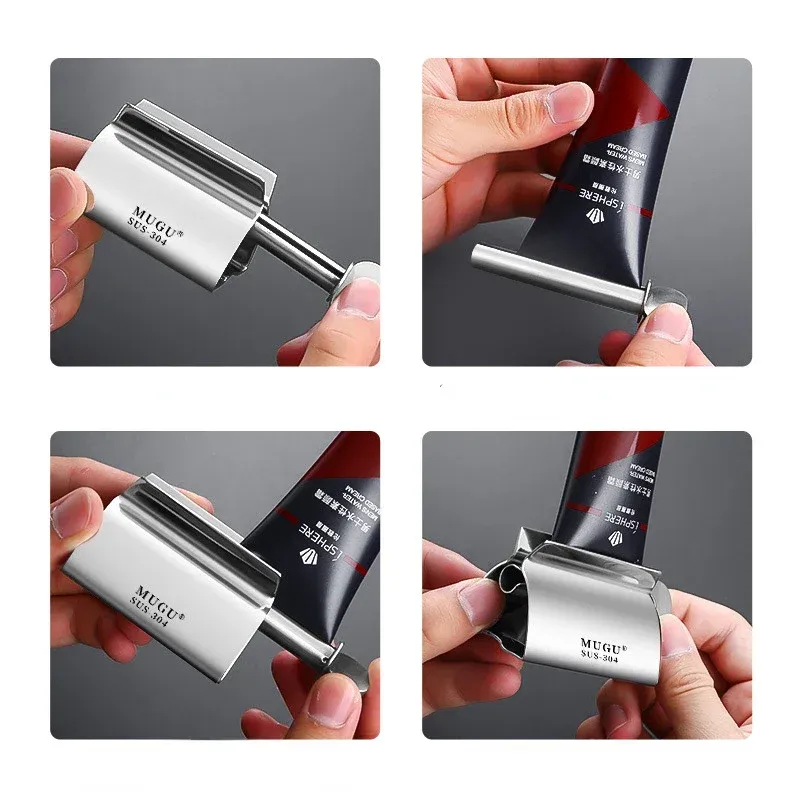 Presse-dentifrice en acier inoxydable pour la maison, distributeur simple et pratique qui limite le gaspillage 3