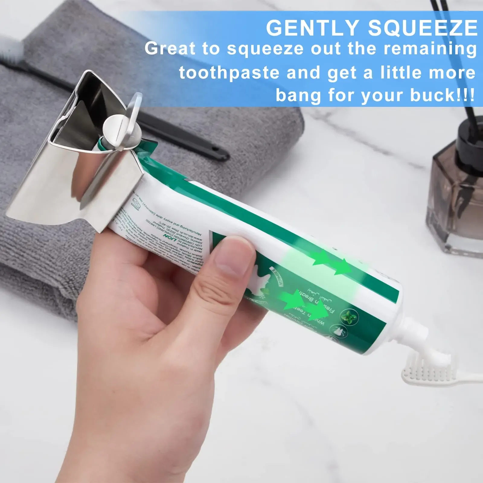 Presse-dentifrice en acier inoxydable pour la maison, distributeur simple et pratique qui limite le gaspillage 5
