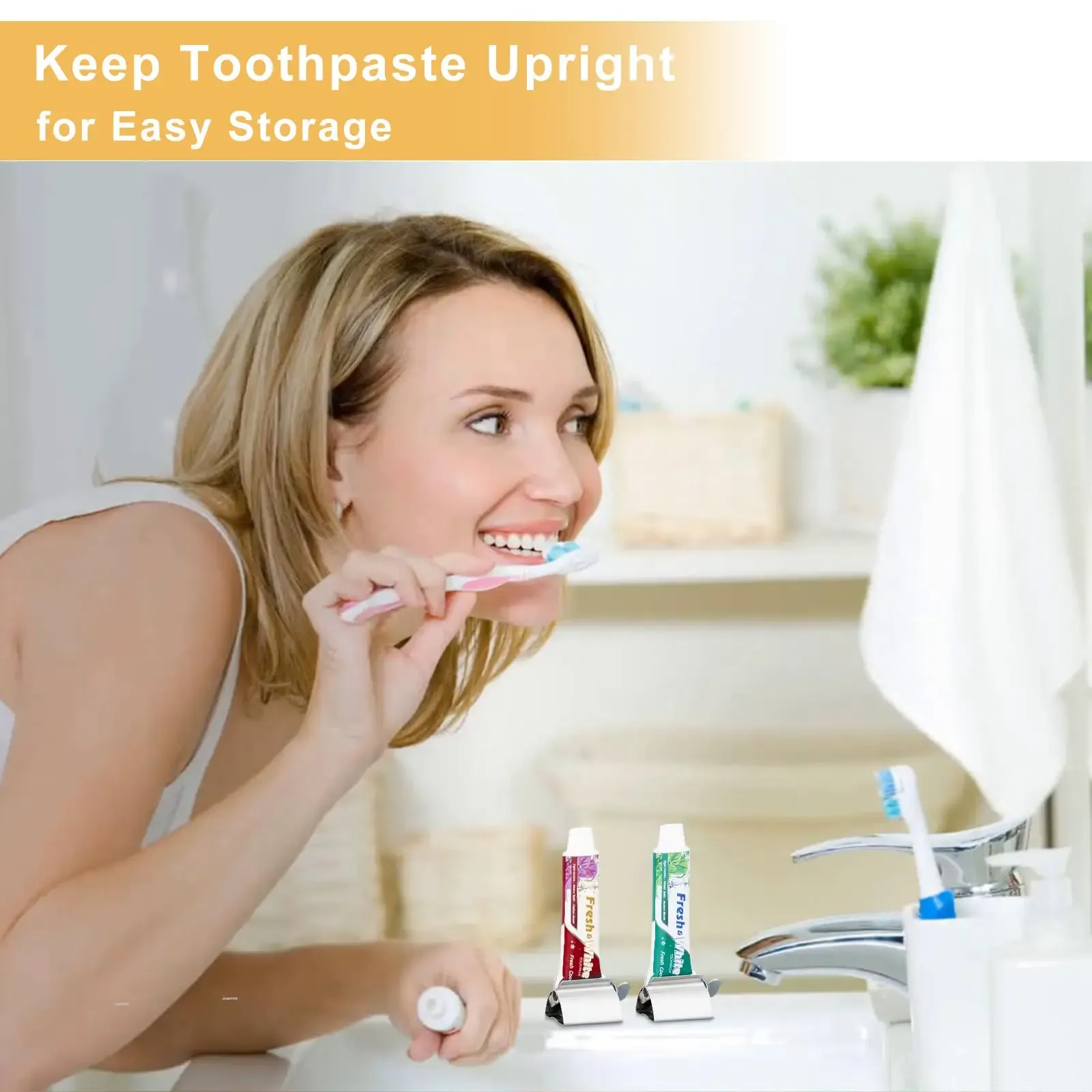 Presse-dentifrice en acier inoxydable, vue d'ensemble