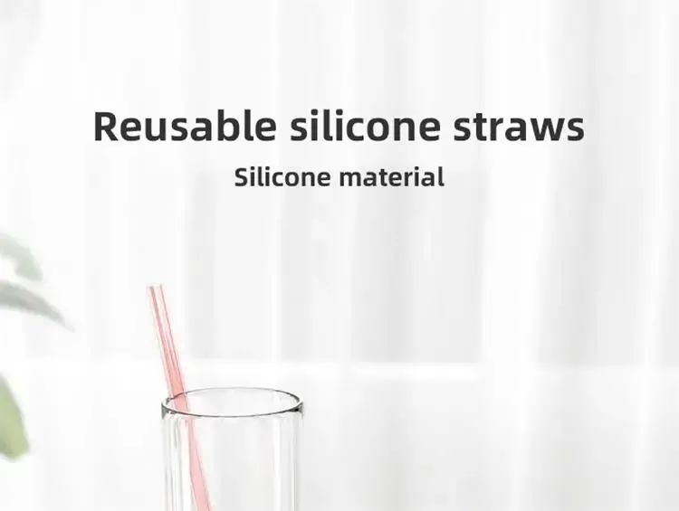 Pailles en silicone transparentes en situation
