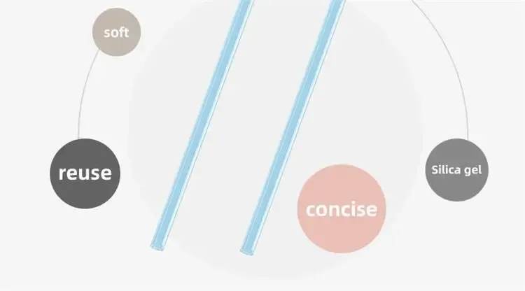 Pailles en silicone avec brosse de nettoyage