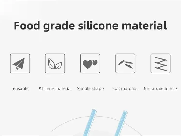 Détail des pailles en silicone transparentes