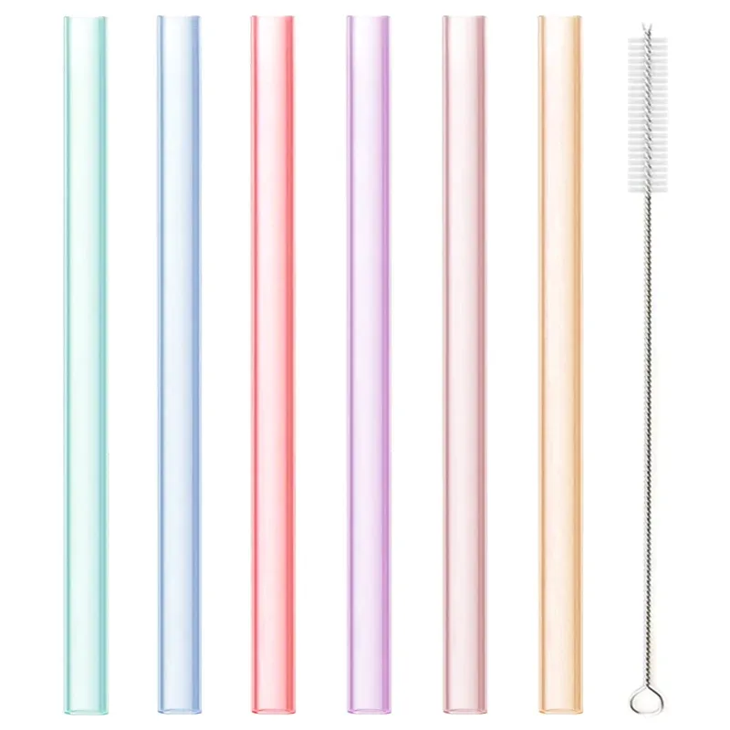 Lot de 6 pailles en silicone transparentes, réutilisables et pliables, de qualité alimentaire, avec brosse de nettoyage 7