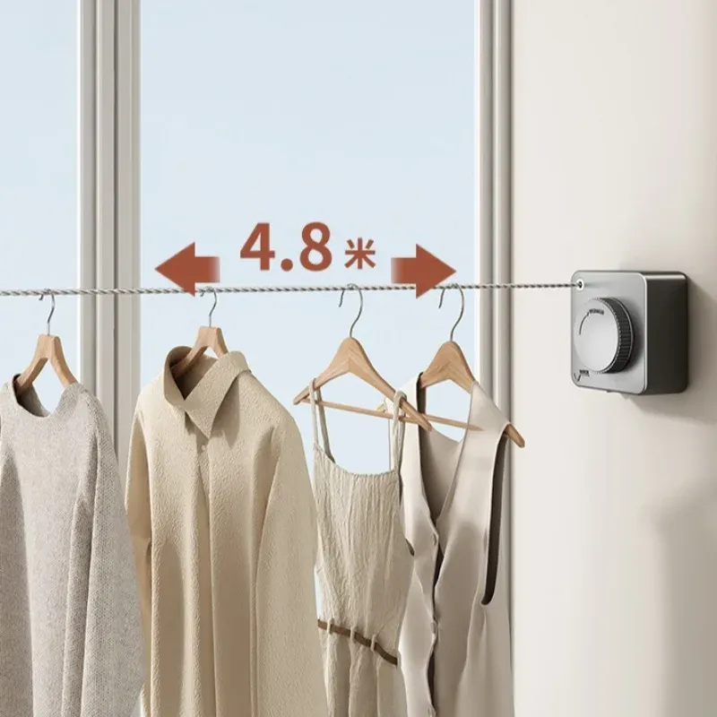 Corde à linge rétractable invisible pour intérieur, ligne de séchage murale anti-affaissement 3