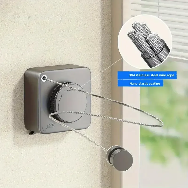 Corde à linge rétractable invisible pour intérieur, ligne de séchage murale anti-affaissement
