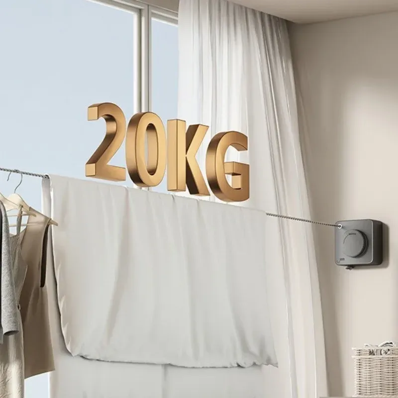 Corde à linge rétractable invisible pour intérieur, ligne de séchage murale anti-affaissement 5