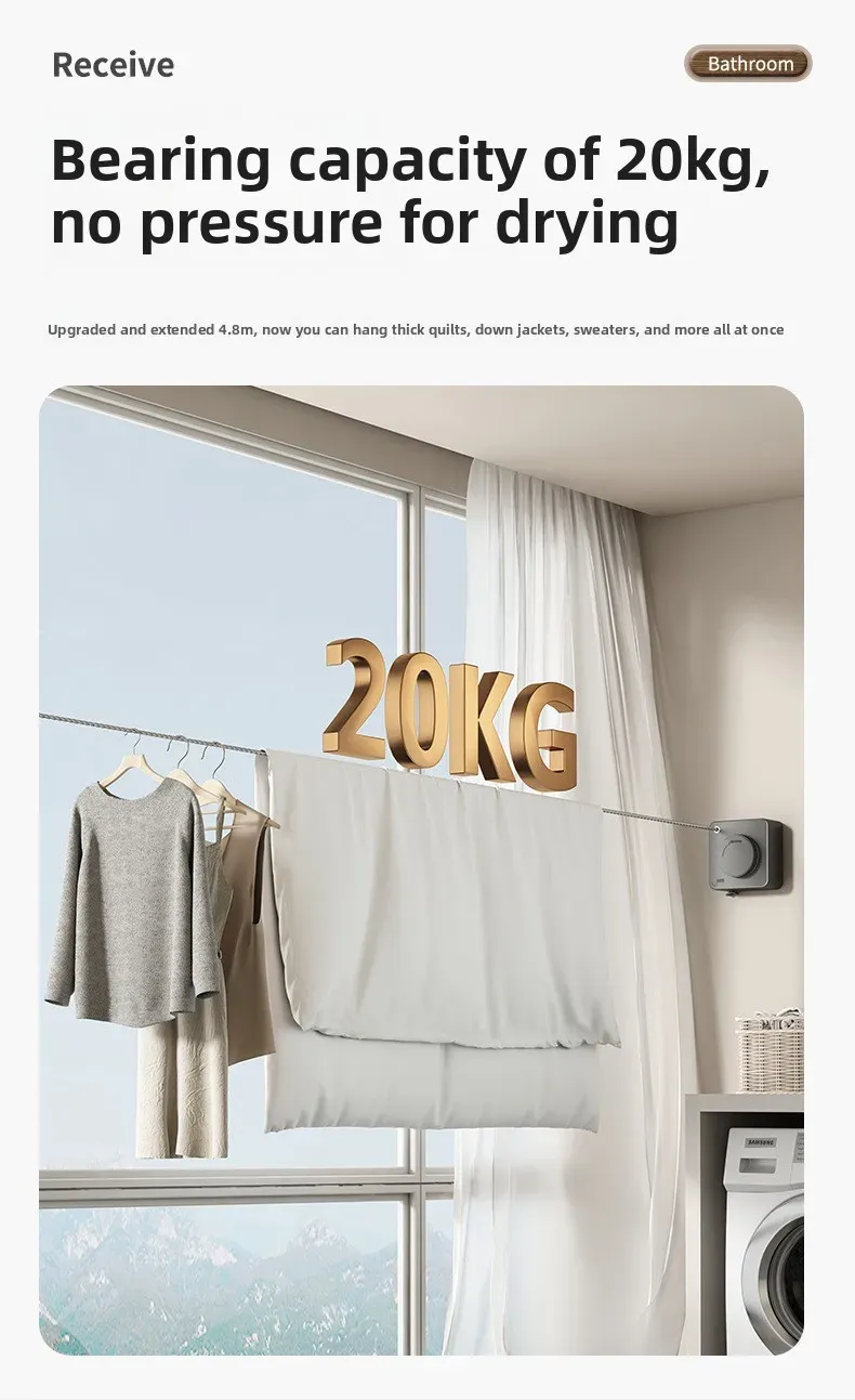 Ligne de séchage invisible utilisée pour sécher du linge en intérieur