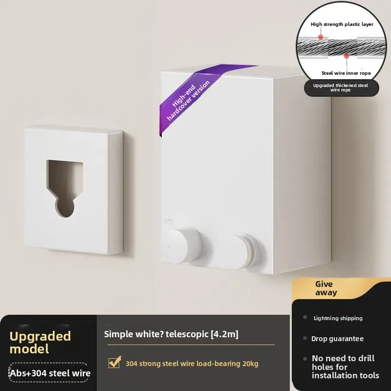 Corde à linge rétractable invisible pour intérieur, ligne de séchage murale anti-affaissement 9