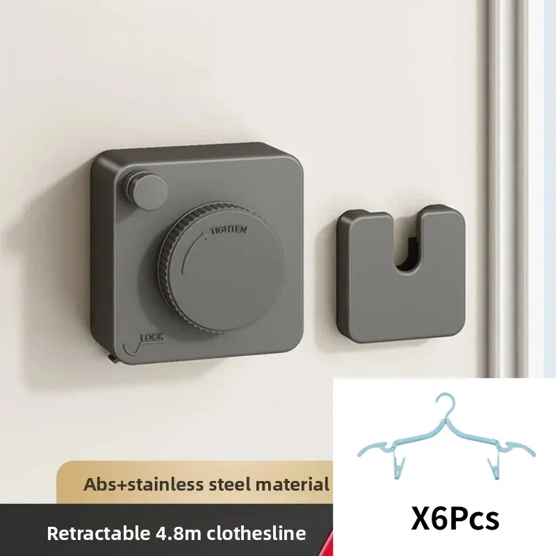 Corde à linge rétractable invisible pour intérieur, ligne de séchage murale anti-affaissement 10
