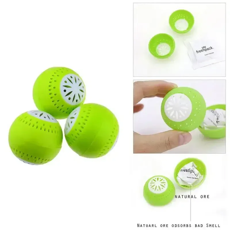 Déodorant pour réfrigérateur 3 pièces, boules absorbeurs d'odeurs au charbon actif, accessoire de cuisine 2