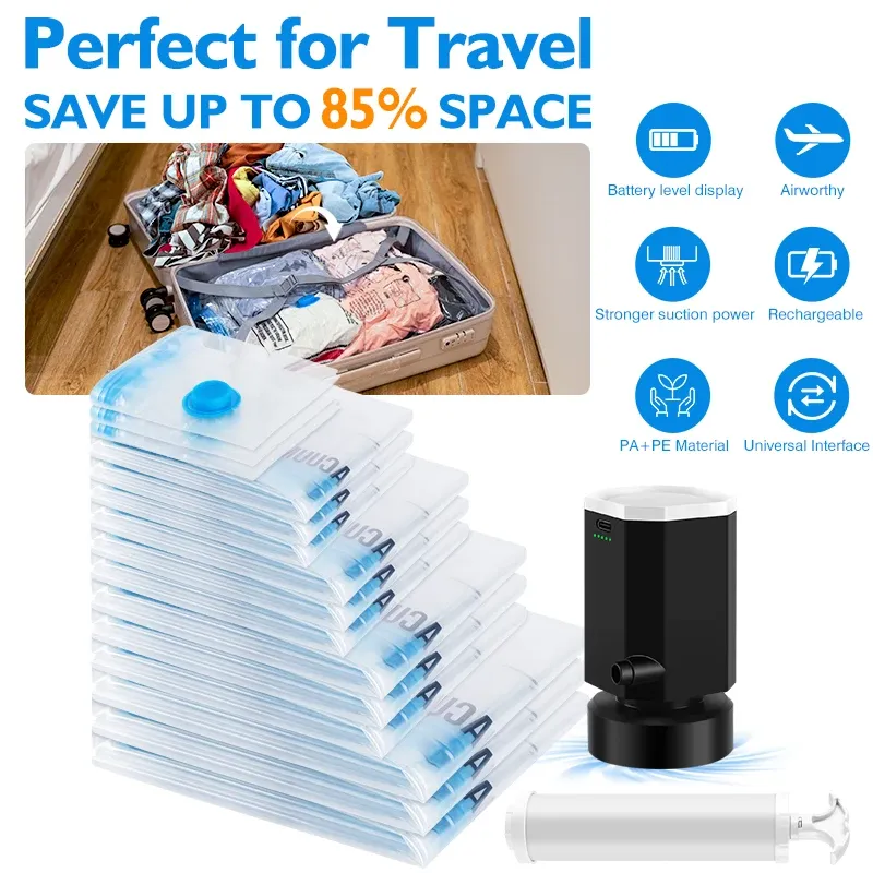 Pompe électrique sans fil pour sacs de rangement sous vide