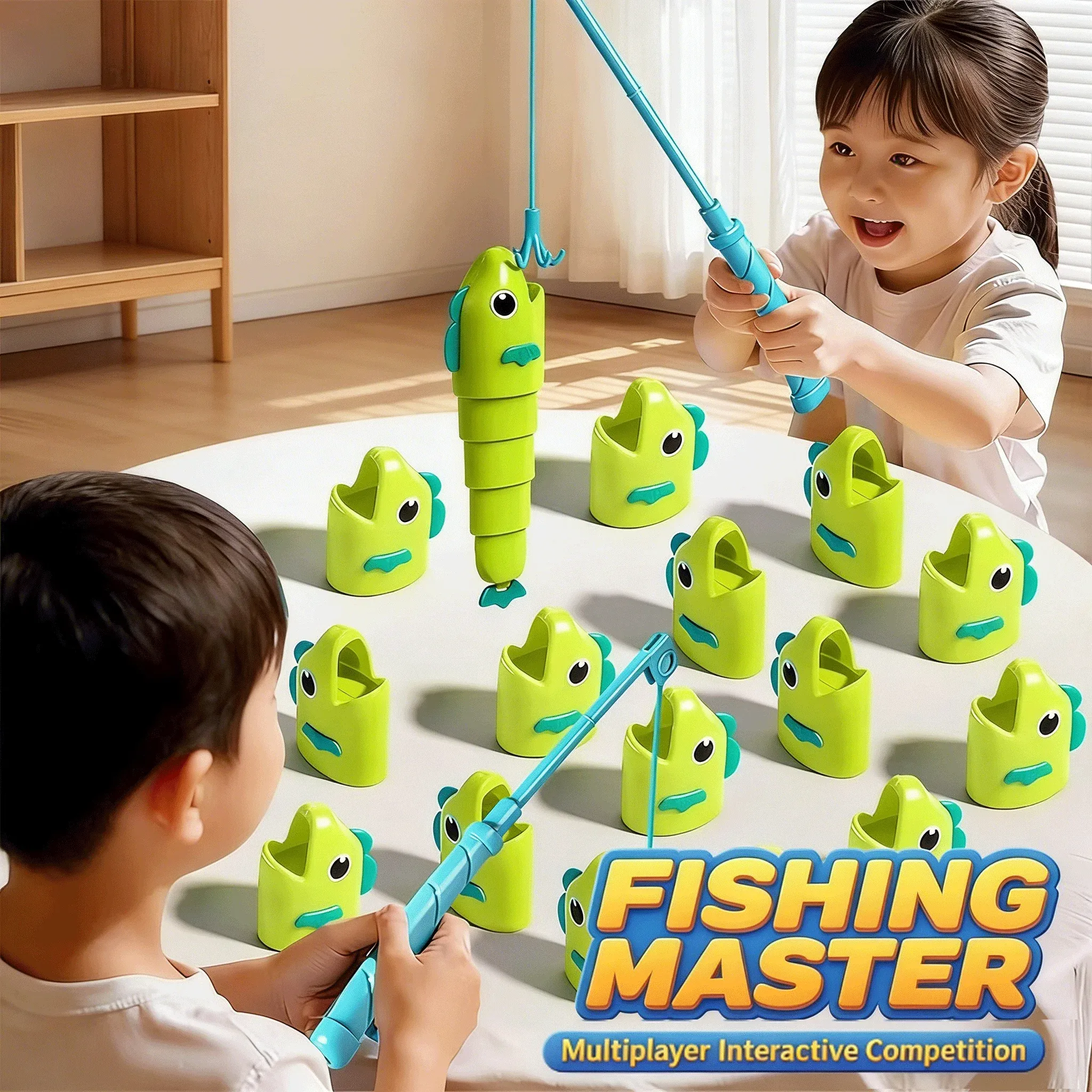 Jeu de pêche extensible Fishing Master, jouet Montessori interactif parent-enfant pour développer la motricité fine - Image 1