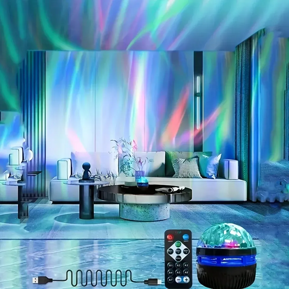 Projecteur LED Ciel Étoilé avec Aurore Boréale et Lumière Galaxie RGB, Télécommande USB, 7 Modes d'Éclairage 7