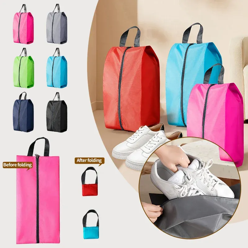 Sac de rangement portable pour chaussures de voyage, étanche et unisexe, avec fermeture éclair 6