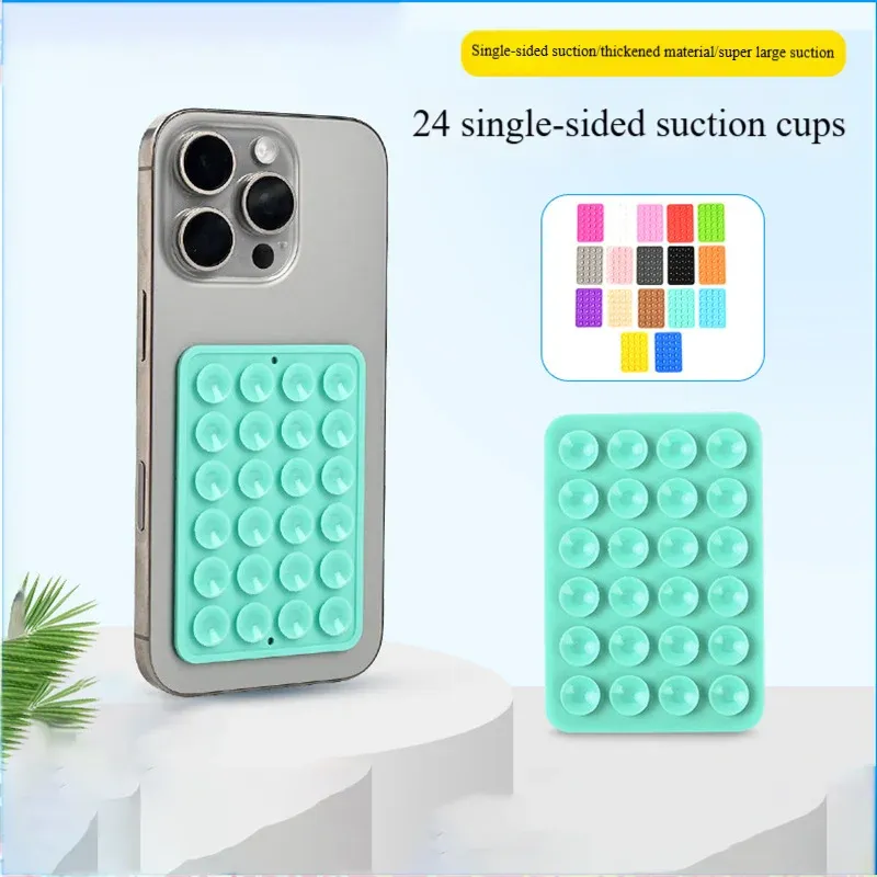 Lot de 24 ventouses en silicone, autocollants minimalistes noirs, coque de téléphone antidérapante et support de téléphone portable