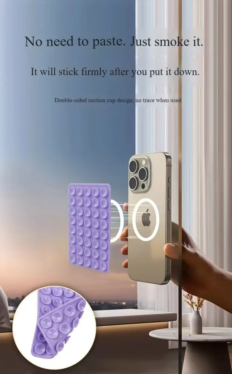 Ventouse en silicone utilisée comme support de téléphone
