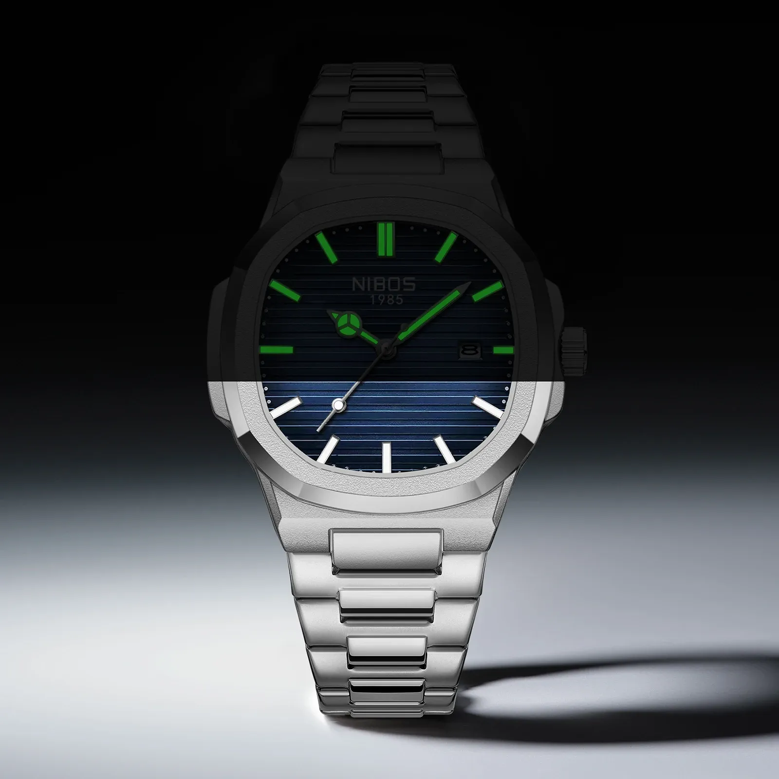 NIBOSI Montre Homme Luxe, Étanche, Lumineuse, Date, Sport, Carrée, Décontractée, Montre-Bracelet à Quartz 6