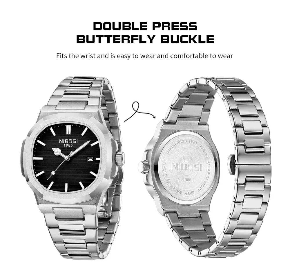 Montre NIBOSI homme, affichage de la date
