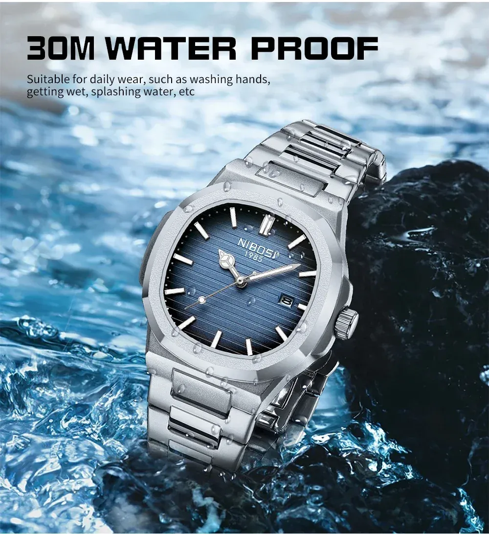 Montre NIBOSI homme, éclairage nocturne