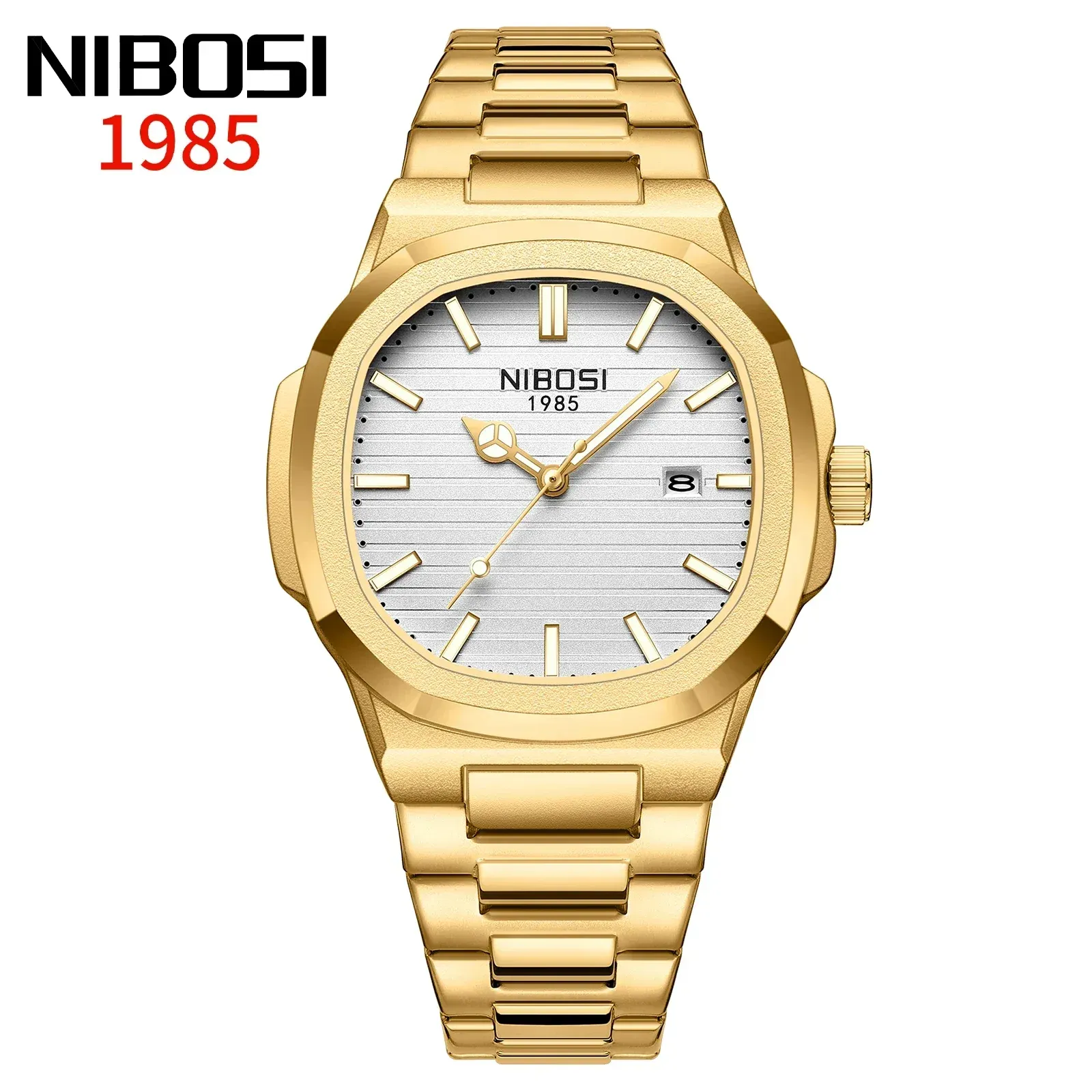 NIBOSI Montre Homme Luxe, Étanche, Lumineuse, Date, Sport, Carrée, Décontractée, Montre-Bracelet à Quartz 15