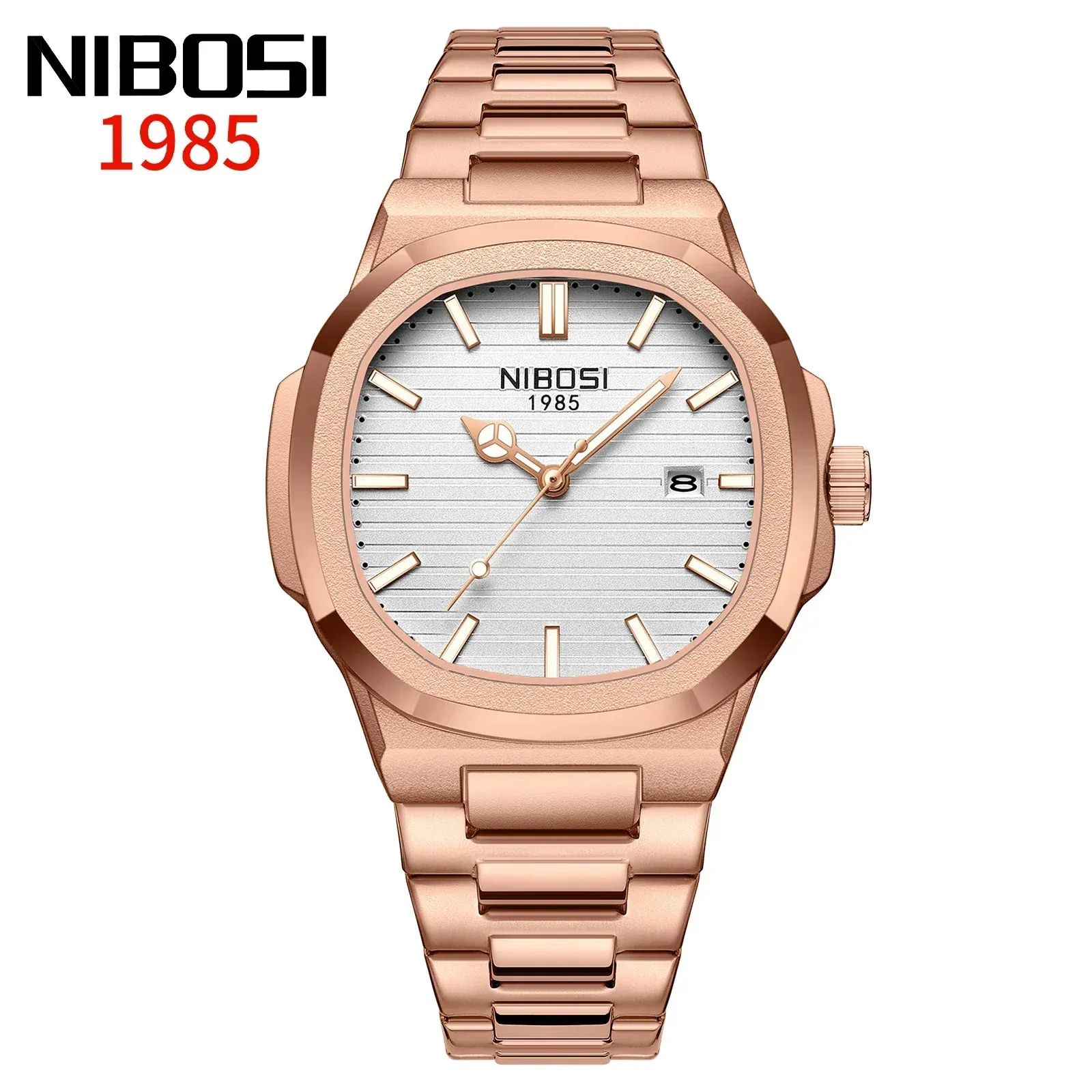 NIBOSI Montre Homme Luxe, Étanche, Lumineuse, Date, Sport, Carrée, Décontractée, Montre-Bracelet à Quartz 13