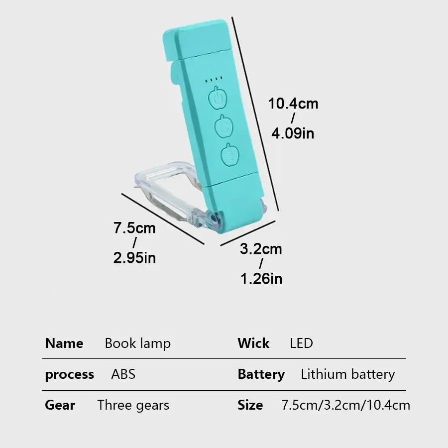 Lampe de lecture LED rechargeable USB à luminosité réglable, protection des yeux, pince portable pour liseuse, utilisable en voiture ou au lit 6