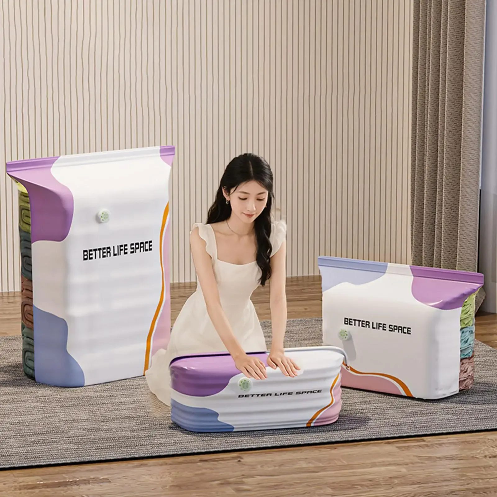 Sac sous vide utilisé pour le rangement de literie