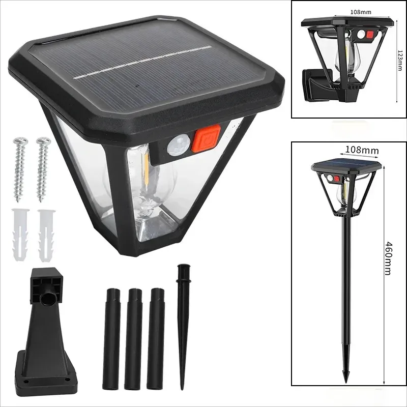 Capteur de mouvement solaire pour extérieur à LED, étanche, pour pelouse, jardin, villa, porche, montage mural ou sur prise, double usage, idéal pour le camping