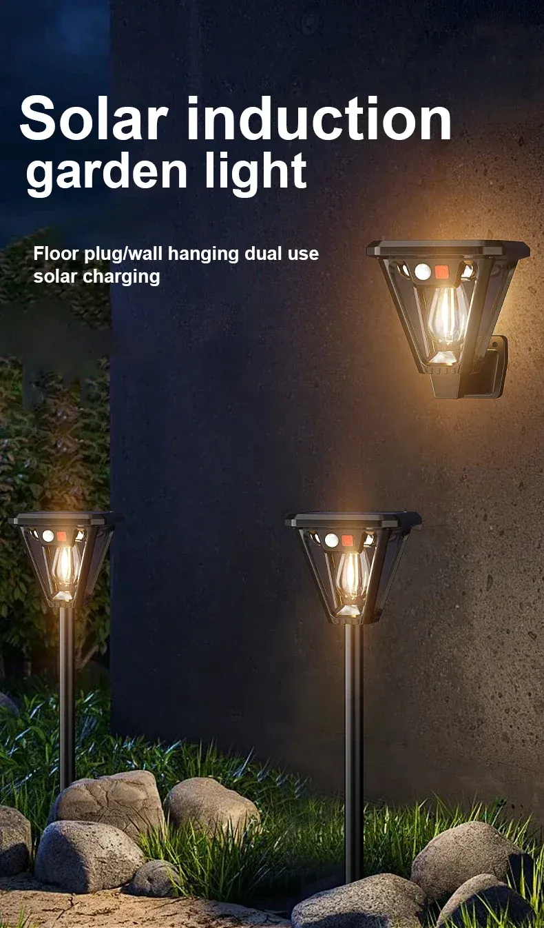 Lampe solaire extérieure à double usage, vue d'ensemble