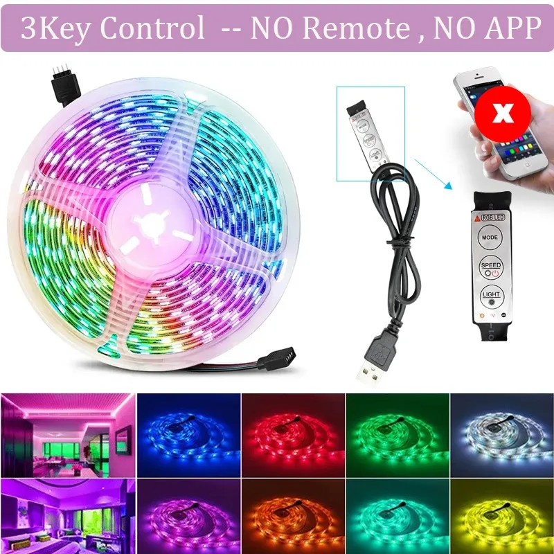 Ruban LED RGB 5050 USB, 1 à 20 m, contrôlable par application Wi-Fi, pour rétroéclairage TV et décoration de chambre 7