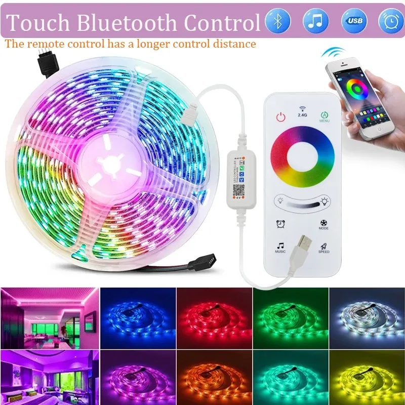 Ruban LED RGB 5050 USB, 1 à 20 m, contrôlable par application Wi-Fi, pour rétroéclairage TV et décoration de chambre 11