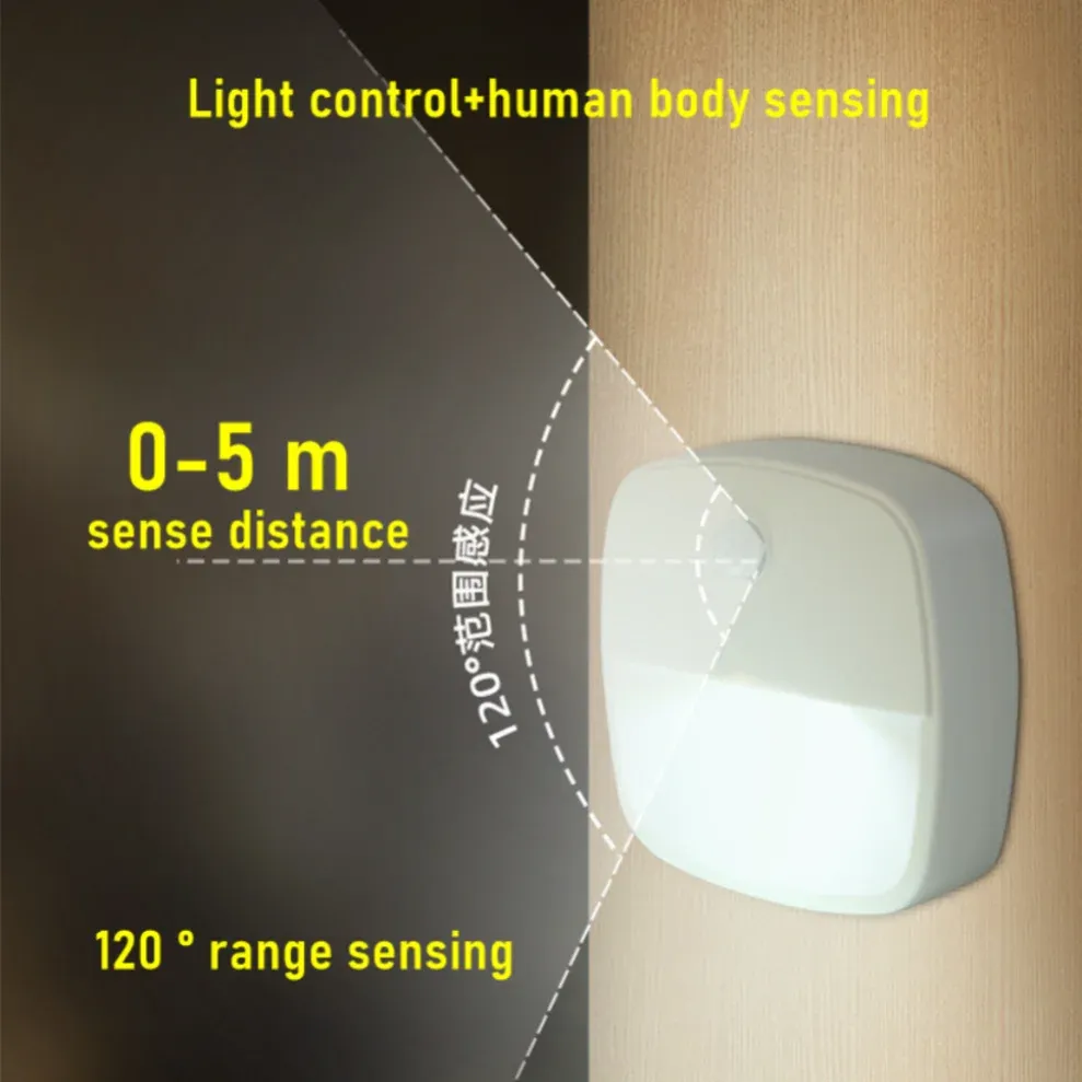Veilleuse LED avec détecteur de mouvement, fonctionnant sur piles AAA, idéale pour chambre, escalier, placard et couloir 2