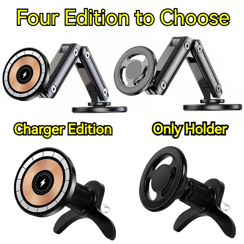 Support de chargeur magnétique sans fil pour voiture, 15 W, rotation à 360°, angle réglable en métal, compatible iPhone 15, 14, 13, 12 Pro Max et Samsung 2