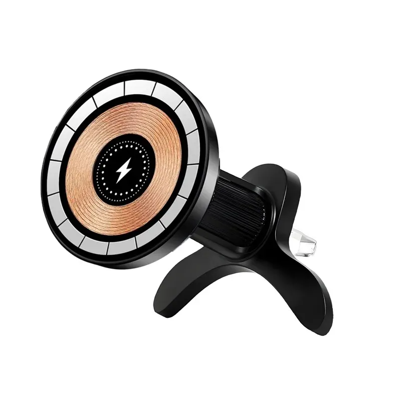 Support de chargeur magnétique sans fil pour voiture, 15 W, rotation à 360°, angle réglable en métal, compatible iPhone 15, 14, 13, 12 Pro Max et Samsung 10