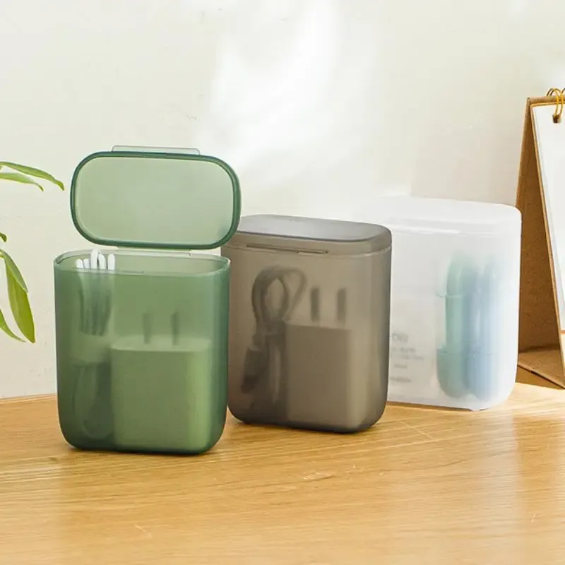 Boîte de rangement portable pour câbles, boîte de rangement pour chargeurs et écouteurs enroulés, boîte de tri pour tiroir avec couvercle, étui de rangement pour rouge à lèvres et maquillage 2