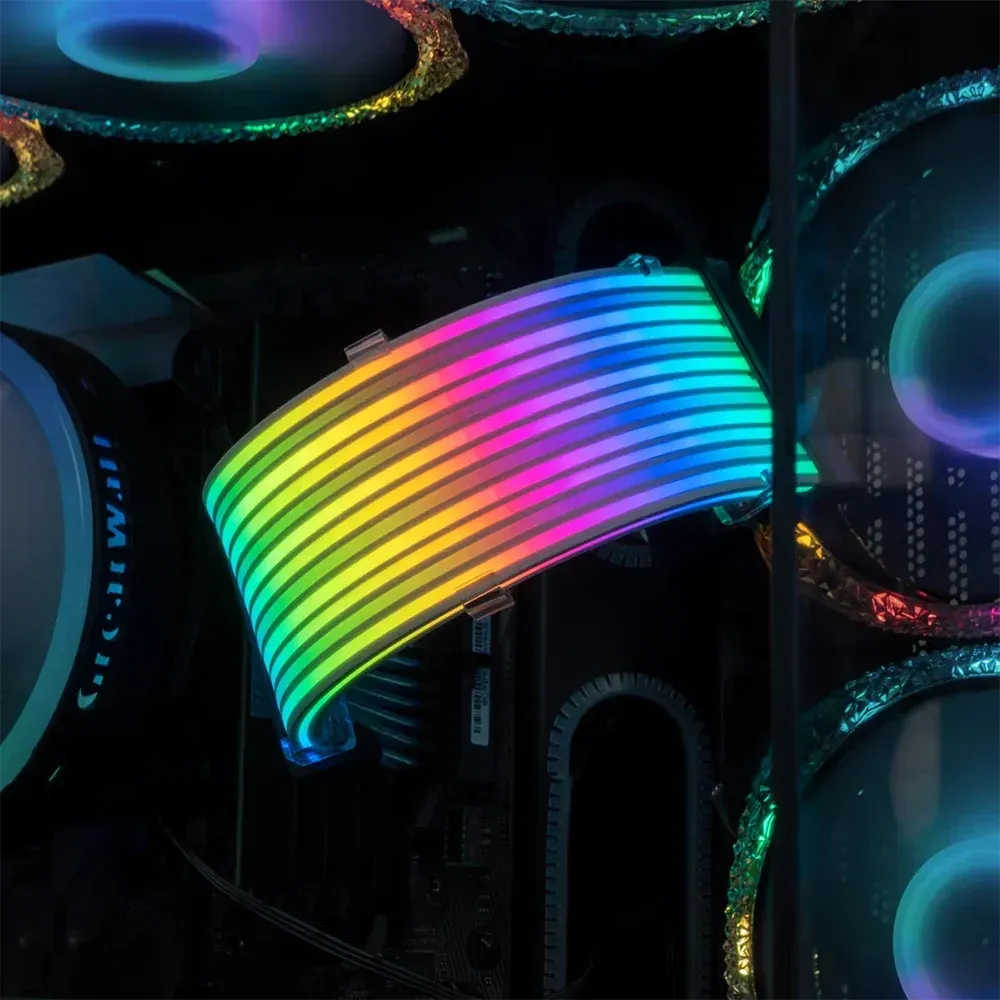Câble d'alimentation ARGB 5 V (24 broches / 8 broches) avec bande LED décorative Rainbow synchronisable pour boîtier de PC gaming 6