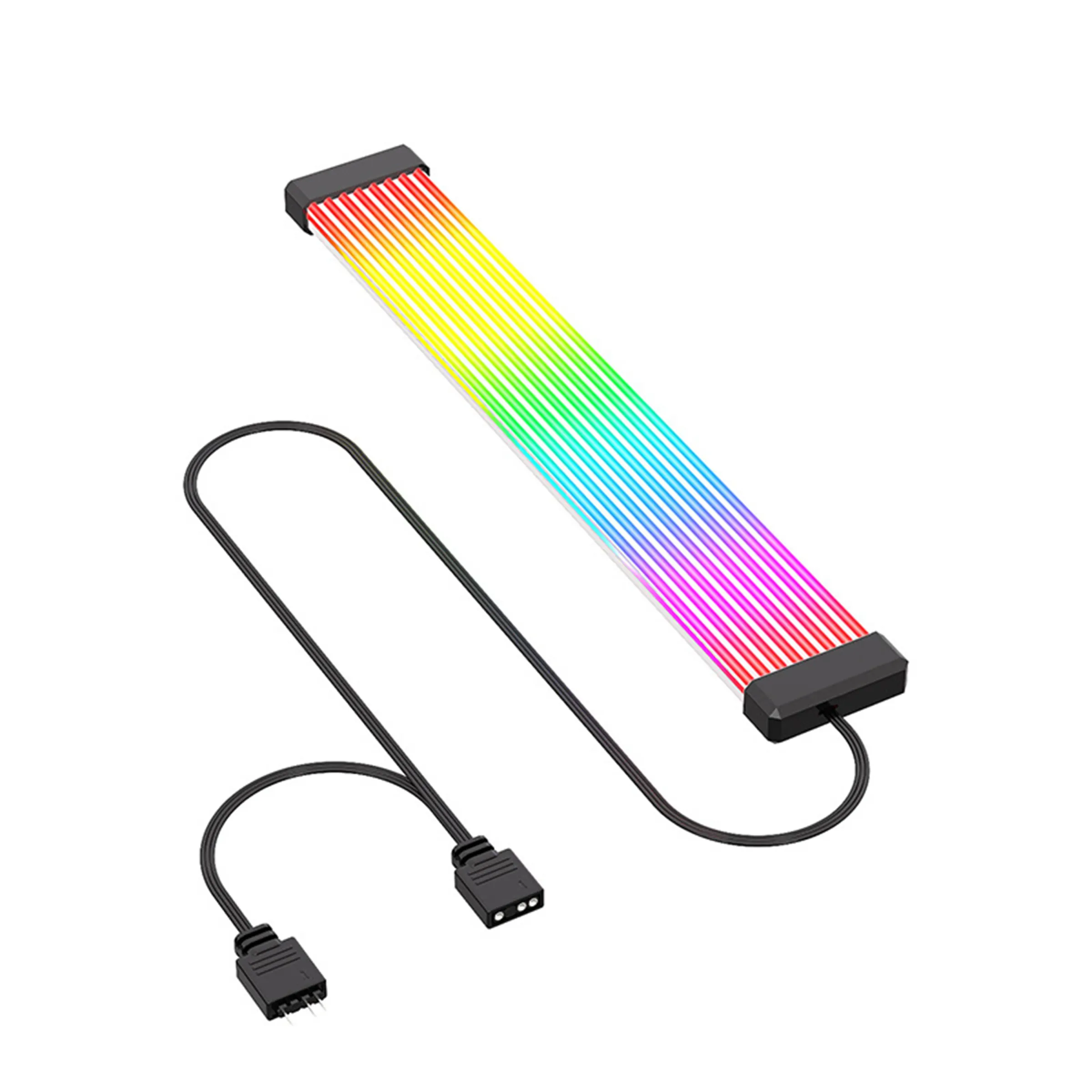 Câble d'alimentation ARGB 5 V (24 broches / 8 broches) avec bande LED décorative Rainbow synchronisable pour boîtier de PC gaming 12