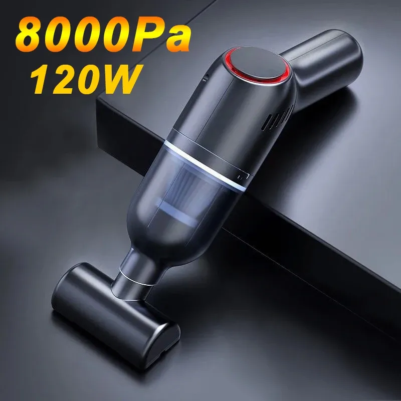 Aspirateur de voiture sans fil EAFC, mini aspirateur à main 8000 Pa 120 W à forte aspiration, rechargeable, pour le nettoyage à sec et humide de l'automobile et de la maison