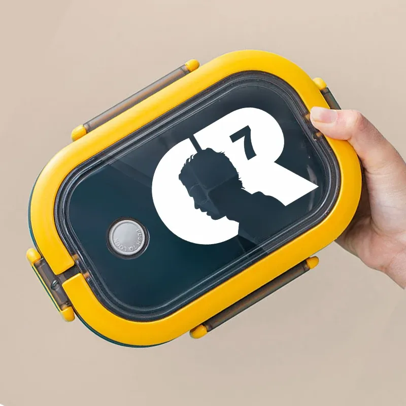 Boîte à déjeuner Bento Cristiano Ronaldo CR7 double couche à imprimé dessin animé, grande capacité 4