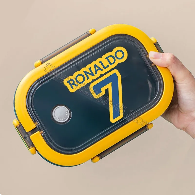 Boîte à déjeuner Bento Cristiano Ronaldo CR7 double couche à imprimé dessin animé, grande capacité 8