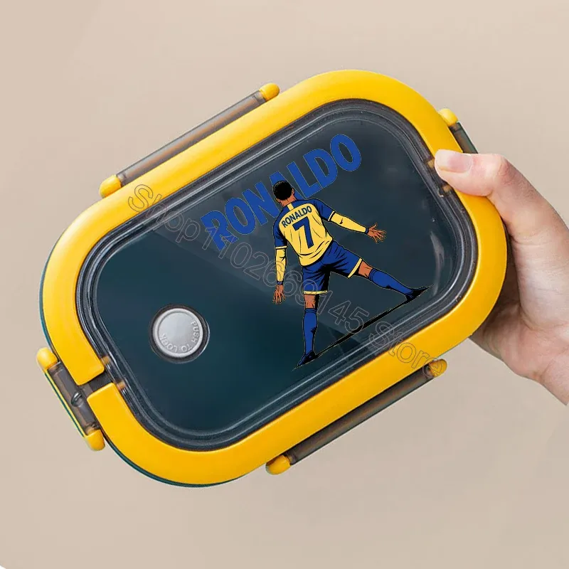 Boîte à déjeuner Bento Cristiano Ronaldo CR7 double couche à imprimé dessin animé, grande capacité 10