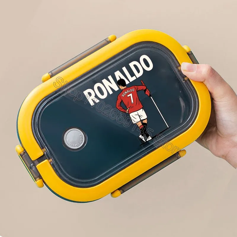 Boîte à déjeuner Bento Cristiano Ronaldo CR7 double couche à imprimé dessin animé, grande capacité 13