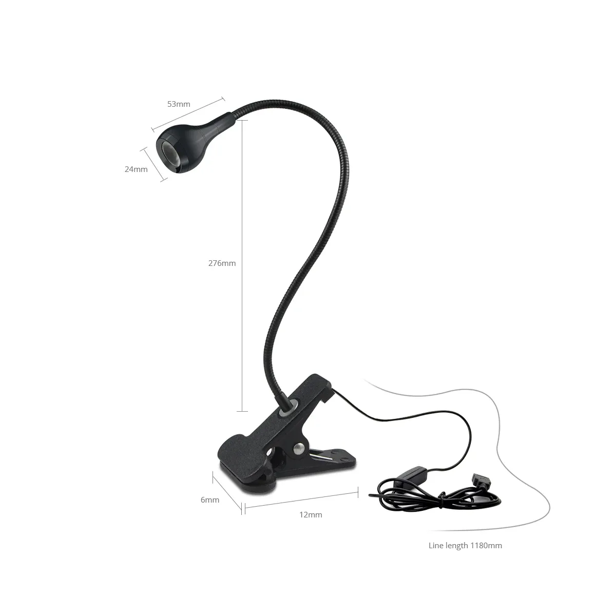 Lampe à pince LED avec interrupteur, lampe USB pour la lecture et l'étude 2