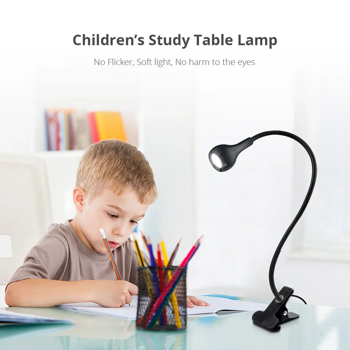Lampe à pince LED avec interrupteur, lampe USB pour la lecture et l'étude 4
