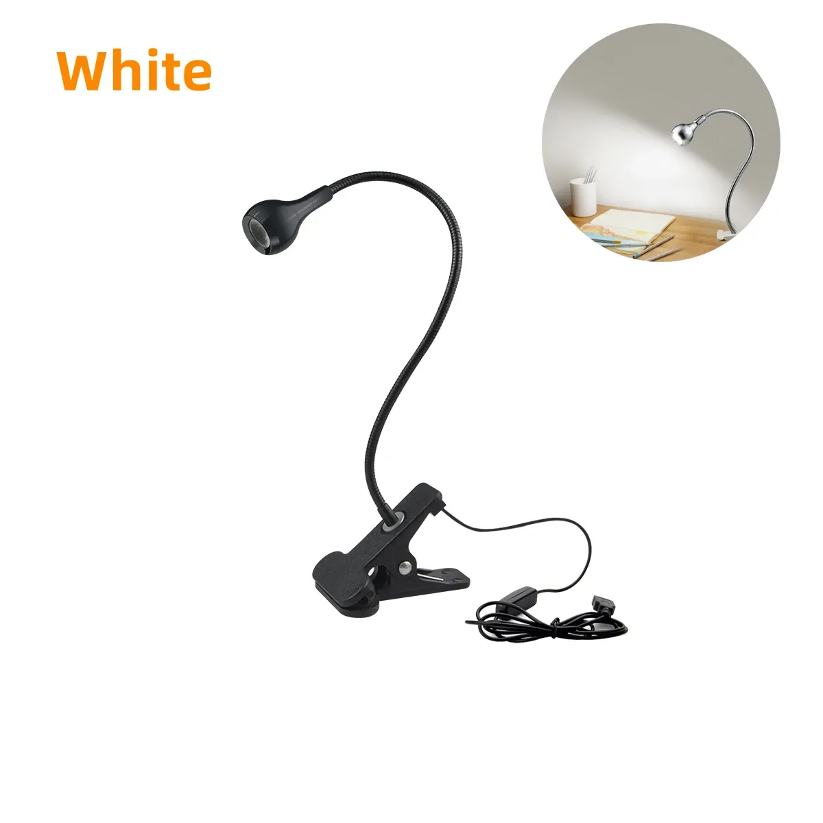 Lampe à pince LED avec interrupteur, lampe USB pour la lecture et l'étude 7