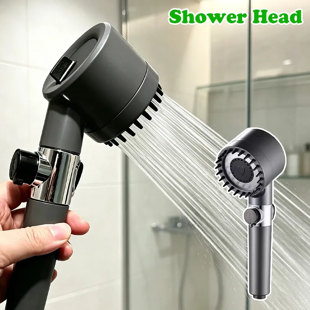 Pommeau de douche haute pression à 4 modes, effet pluie, arrêt d'eau une touche, filtre intégré 2