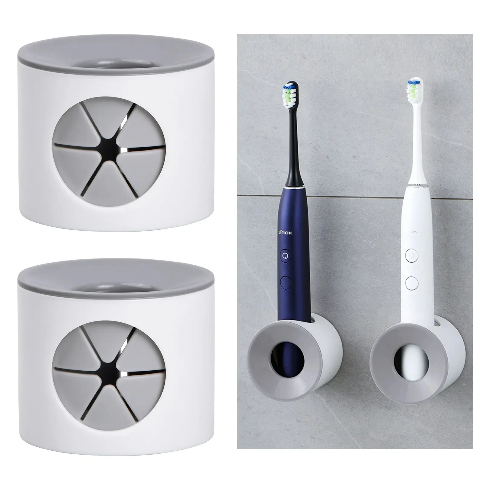 Porte-brosse à dents électrique mural auto-adhésif, vue détaillée