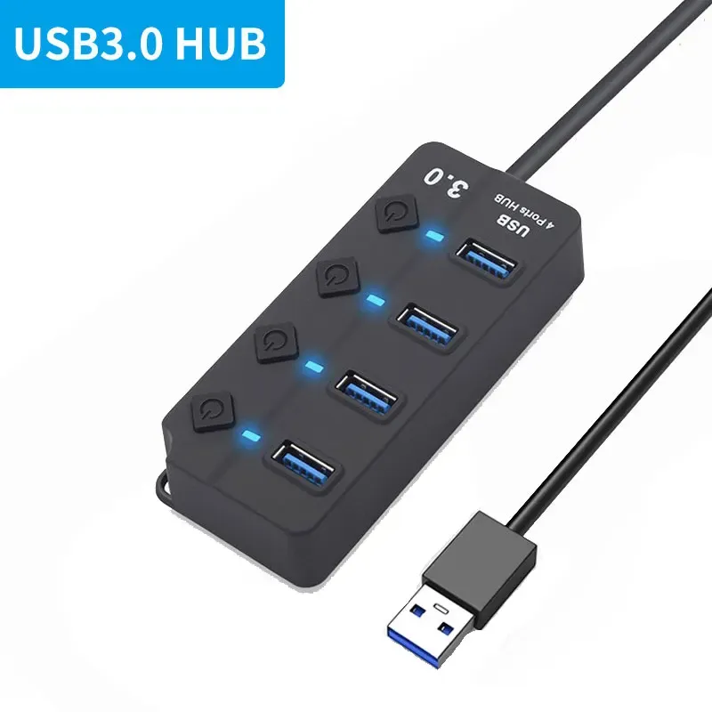 Hub USB 3.0 et USB 2.0 multiport avec alimentation secteur, 4/7 ports, interrupteur et câble de 30 cm 12