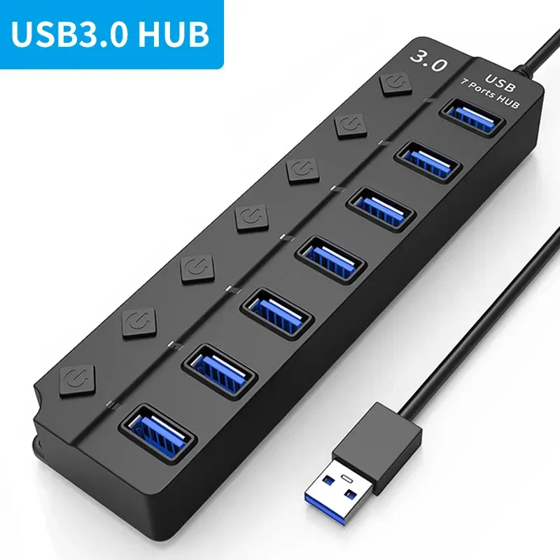Hub USB 3.0 et USB 2.0 multiport avec alimentation secteur, 4/7 ports, interrupteur et câble de 30 cm 11